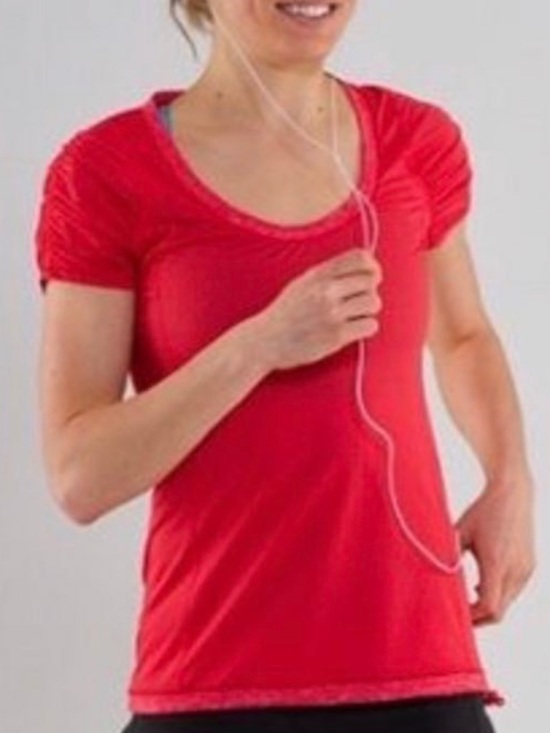 lululemon athletica Tops - Lululemon size 10 Willpower Tech Tee Top Red Coral